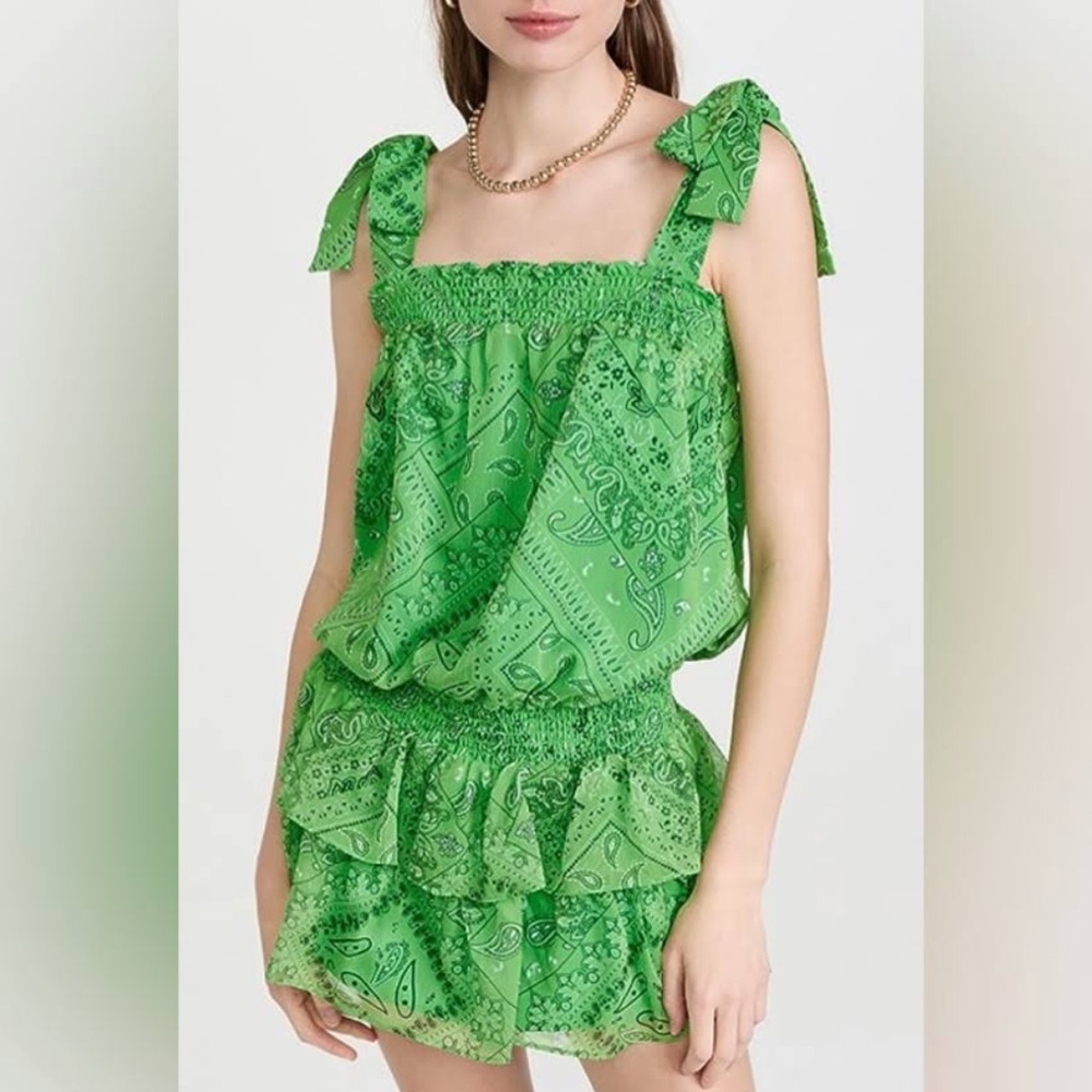 Amanda Uprichard Green Pattern Mini Dress